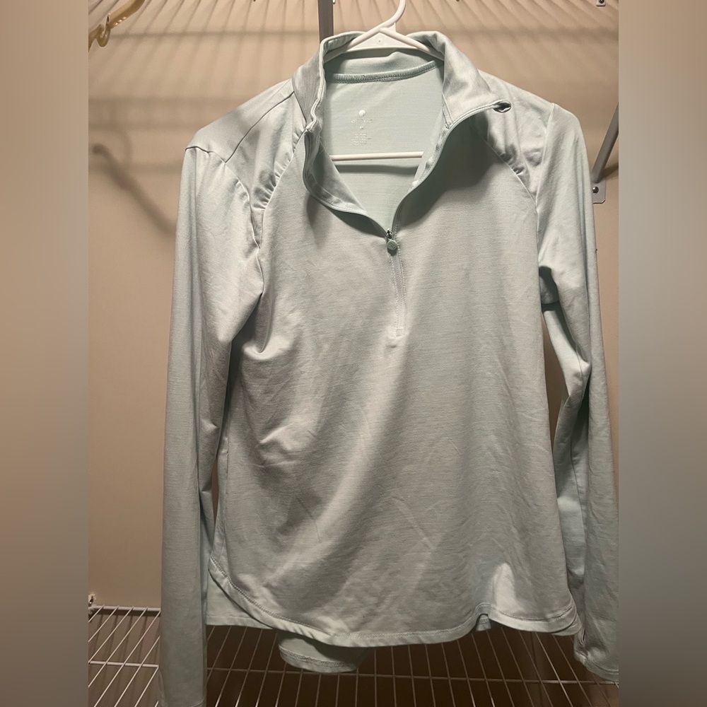 Apana Soft Blue Activewear Quarter Zip Top. Size M